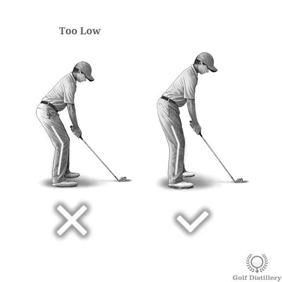 Độ cong đầu gối thích hợp tại vị trí vào bóng address 2 knee flex too much