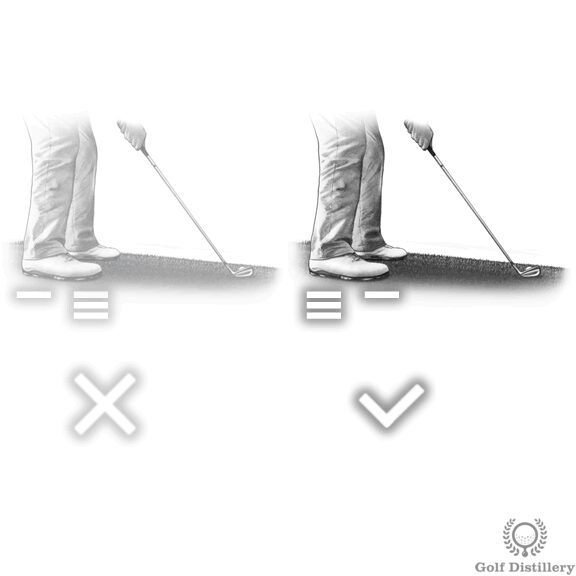 ball below feet weight at address