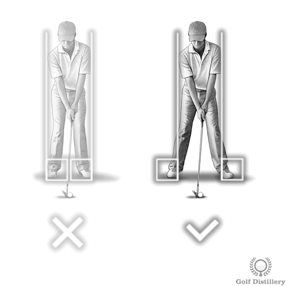 ball below feet widen stance
