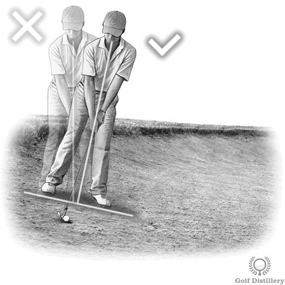 bunker shot spine angle match downslope